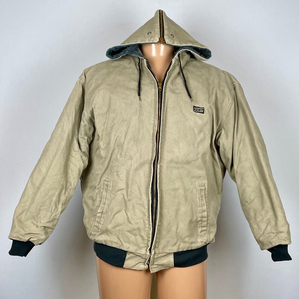 Vtg Kent Berne Blanket Lined Chore Jacket Sz XL Hooded Outdoors Barn Utility